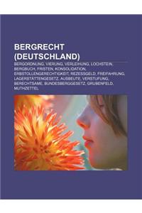 Bergrecht (Deutschland): Bergordnung, Vierung, Verleihung, Lochstein, Bergbuch, Fristen, Konsolidation, Erbstollengerechtigkeit, Rezessgeld