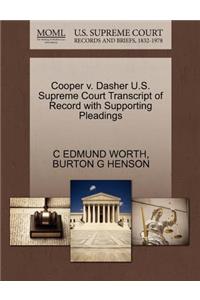 Cooper V. Dasher U.S. Supreme Court Transcript of Record with Supporting Pleadings