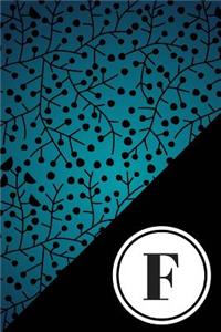 Initial F Personalized Monogram Journal Notebook Blue Black Floral