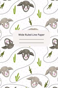 Cute Baby Sheep Theme Wide Ruled Line Paper