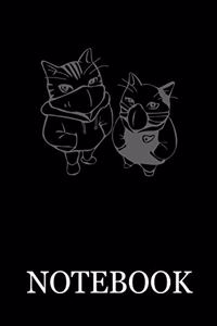 Friends Cats Minimalist Black Notebook Dot Grid - Christmas gift - 7x10 125 pages simple dot grid- Friends black matte notebook