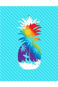 Pineapple Surf Beach Notebook - 4x4 Graph Paper