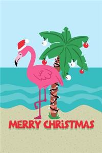 Merry Christmas Pink Flamingo Santa Hat Daily Writing Journal Paper