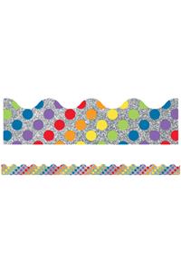 Sparkle and Shine Rainbow Dots on Glitter Scalloped Borders