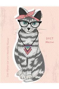 Cute Hipster Cat 2017 Monthly Planner