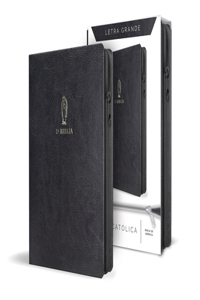 La Biblia Católica letra y tamaño grande. Símil piel negra, cremallera / Catholic Bible in spanish Black Leathersoft with Zipper