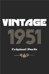 Retro Birthday - Vintage 1951 Notebook Original Parts Gift