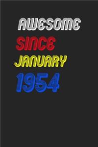 Awesome Since January 1954 Notebook Birthday Gift