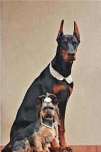 Doberman and Yorkshire Terrier Dressed in Pearls Journal