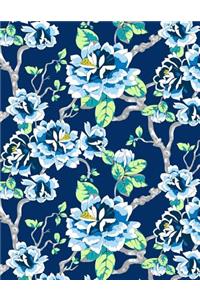 My Big Fat Journal Notebook Blue Tokyo Rose Pattern On Navy