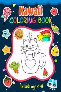 Kawaii Coloring Book for Kids age 4-8