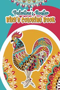 Valentine's Rooster Bird's Coloring Book