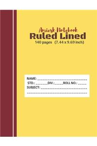 Amiesk Notebook - Ruled Lined Notebook - 140 pages (7.44 x 9.69 inch)