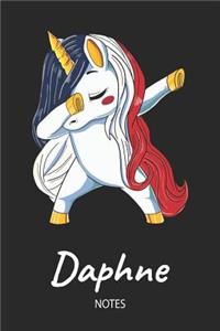 Daphne - Notes: Noms Personnalisé Carnet de notes / Journal pour les filles et les femmes. Licorne qui dab aux cheveux aux couleurs du drapeau français. Accessoires