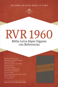 RVR 1960 Biblia Letra Súper Gigante, gris/marrón símil piel con índice