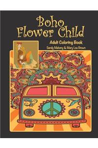 Boho Flower Child Adult Coloring Book