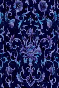Journal Blue Floral Vintage Damask Pattern Design