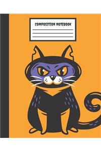 Composition Notebook: Black Cat Halloween - Wide Ruled Blank Lined for Girls, kids, teens, students, teachers, school, home, college writing & notes and back to school