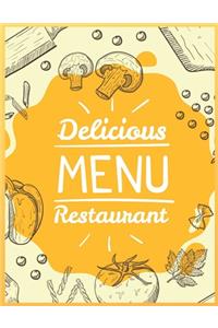 Delicious Menu Restaurant Gift Notebook Journal