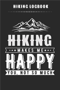Hiking Logbook - Hiking Makes Me Happy You, Not So Much