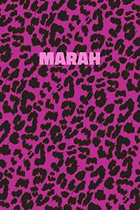 Marah: Personalized Pink Leopard Print Notebook (Animal Skin Pattern). College Ruled (Lined) Journal for Notes, Diary, Journaling. Wild Cat Theme Design wi