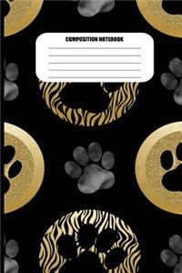 Composition Notebook: Wide Ruled Gold Effect Dog Lover Gift Journal For Girls and Boys (6" x 9", 110 pages)