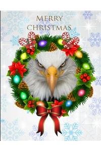 Merry Christmas Eagle Wreath Notebook Journal 150 Page College Ruled Pages 8.5 X 11