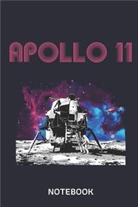 Apollo 11 Notebook: Large 6x9 Classic 110 Dot Grid Pages Notebook for Notes, Lists, Musings, Bullet Journaling, Calligraphy and Hand Lettering or School.