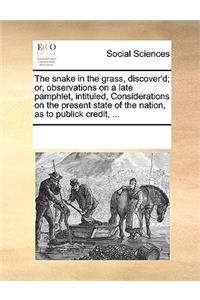 The snake in the grass, discover'd; or, observations on a late pamphlet, intituled, Considerations on the present state of the nation, as to publick credit, ...