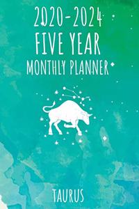Taurus Zodiac Sign 2020 - 2024 Five Year Monthly Planner
