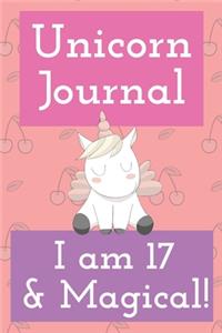 Unicorn Journal I am 17 and Magical: unicorn blank lined journal notebook and sketch book gift to learn drawing 121 pages 6x9 inch for adults children boys girls kids