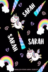 Sarah Personalized Notebook Rainbow Unicorn Gift