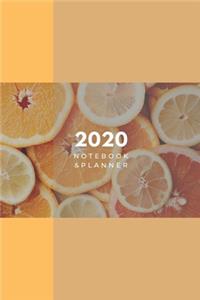 2020 Lined Notebook & Planner, Soft Cover 6x9 College Ruled, Orange