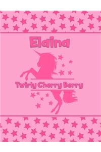 Elaina Twirly Cherry Berry: Personalized Draw & Write Book with Her Unicorn Name - Word/Vocabulary List Included for Story Writing