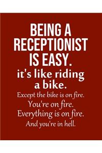 Being a Receptionist is Easy. It's like riding a bike. Except the bike is on fire. You're on fire. Everything is on fire. And you're in hell.