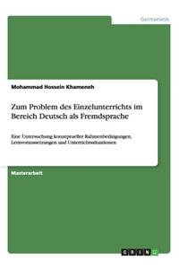 Zum Problem des Einzelunterrichts im Bereich Deutsch als Fremdsprache