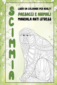Libro da colorare per adulti - Mandala Anti stress - Paesaggi e Animali - Scimmia