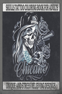 Skulls Tattoo Coloring Book for Adults