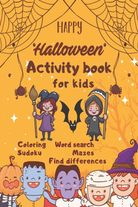 Halloween Activity Book Coloring Mazes Sudoku Word search Find differences for Kids