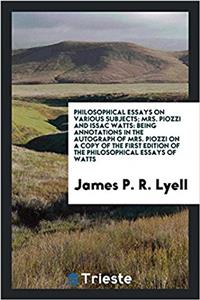 PHILOSOPHICAL ESSAYS ON VARIOUS SUBJECTS