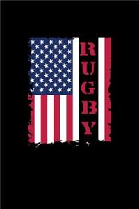 Rugby: Dot Grid Journal - Rugby USA Flag Black Cool Rugby Player Boy Gift - Black Dotted Diary, Planner, Gratitude, Writing, Travel, Goal, Bullet Notebook 