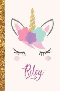 Riley: Riley Unicorn Personalized Black Paper SketchBook for Girls and Kids to Drawing and Sketching Doodle Taking Note Marble Size 8.5 x 11