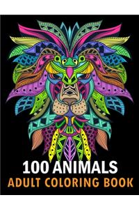 100 Animals Adult Coloring Book