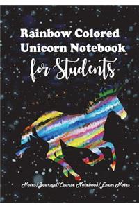 Rainbow Colored Unicorn Notebook for Students