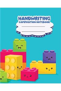 Handwriting composition notebook, Cute colorful emoji lego