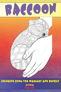 Coloring Book for Markers and Pencils - Animal - Thick Lines - Raccoon