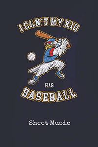 Sheet Music: My Kid Has Baseball America - Blank Writing Journal - Patriotic Stars & Stripes Red White & Blue Cover - Daily Diaries for Journalists & Writers - N