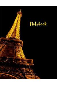 Notebook. Eiffel Tower Cover. Composition Notebook. College Ruled. 8.5 x 11. 120 Pages.