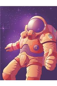 Astronaut in Space Showing Thumbs Up - Blank Lined Notebook