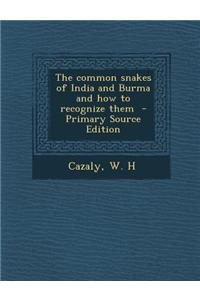 The Common Snakes of India and Burma and How to Recognize Them